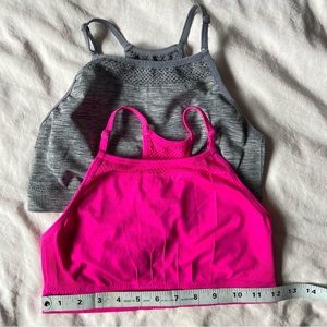 Girls sports/ casual bra tops bundle size Large. One pink/one gray. EUC